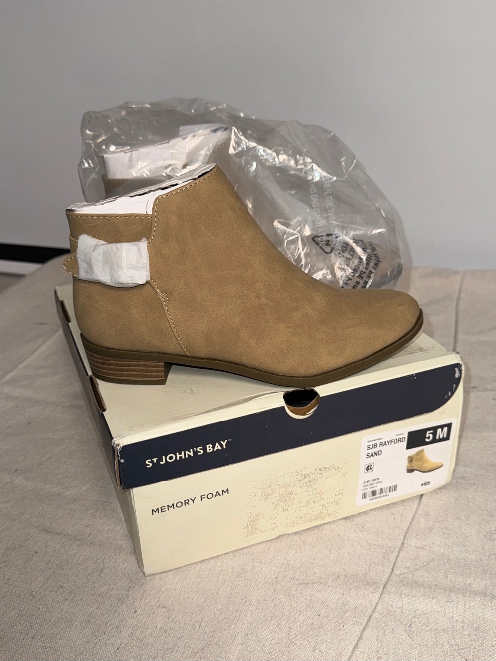 St. John's Bay Sand Beige Rayford Ankle Booties 5M